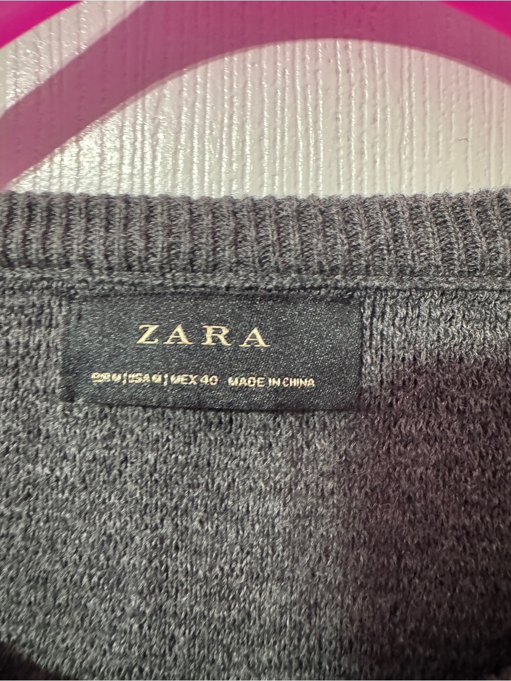 Zara Dark Charcoal Ribbed Crew Neck Sweater - Picture 3 of 4